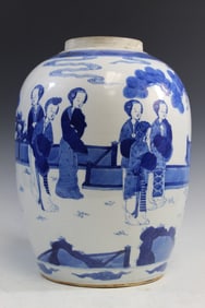 Large Chinese Blue and White Porcelain Jar