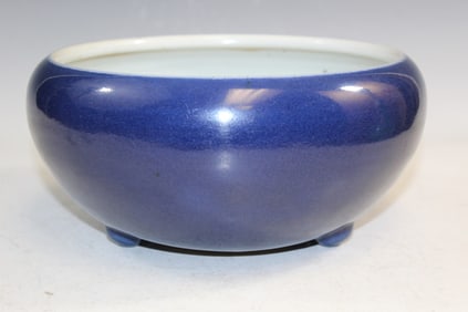 Chinese Cobalt Blue Glaze Porcelain Incense Burner