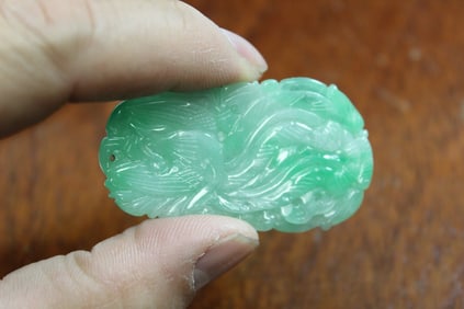 Chinese Carved Jadeite Pendant