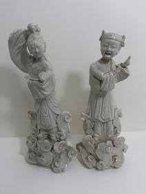 Lot of two Chinese Blanc de chine porcelain figures