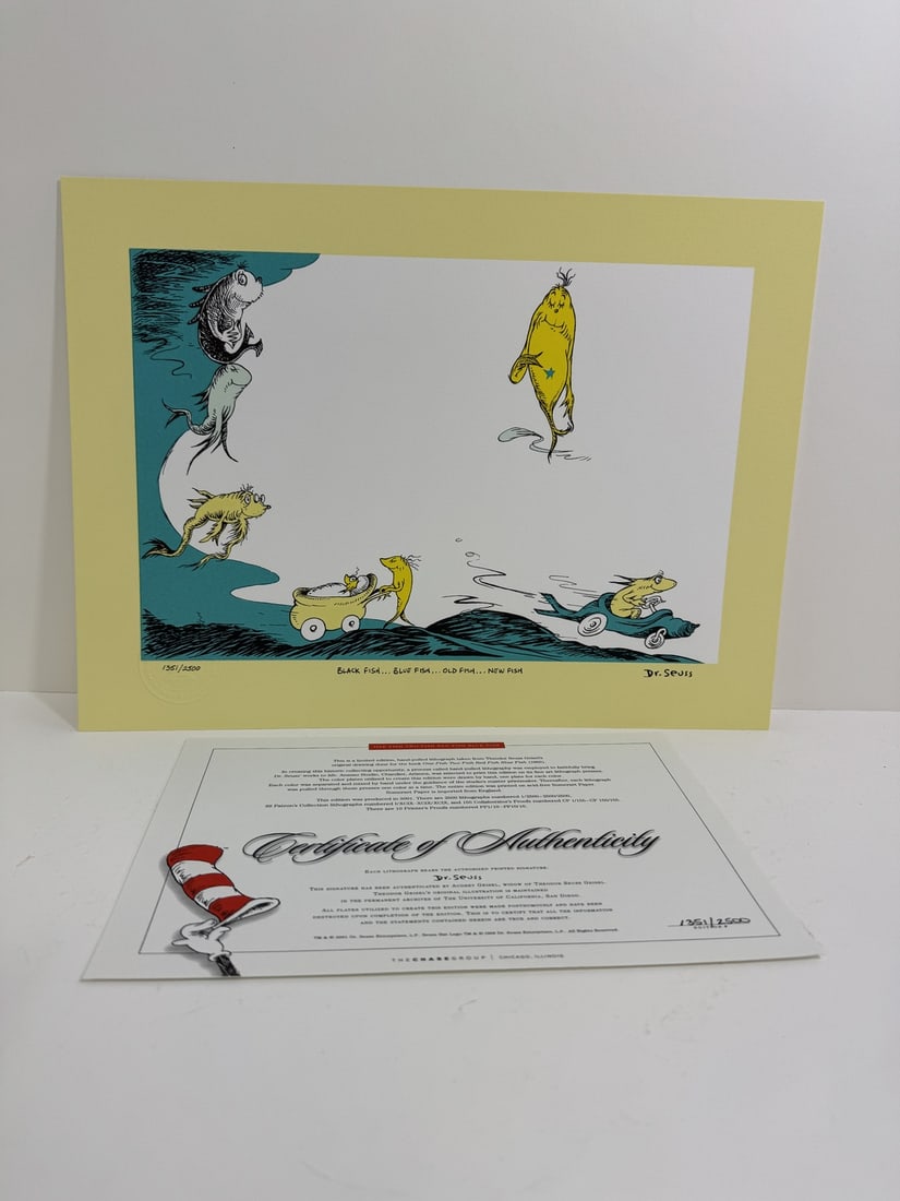 Dr. Seuss, "One Fish, Two Fish, Red Fish, Blue Fish" limited edition lithograph (1 of 3)
