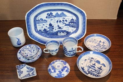 Group of Blue and White Porcelain Items