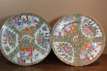 Pair of Chinese Rose Medallion Porcelain Plates