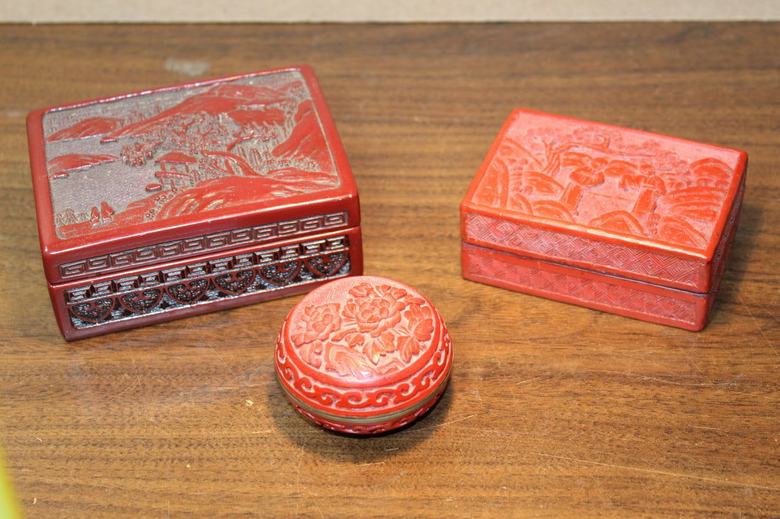 Chinese Cinnabar and Red Lacquer Boxes (1 of 9)