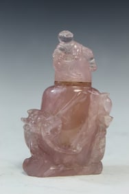 Chinese Carved Rose Quartz Snuff Bottle