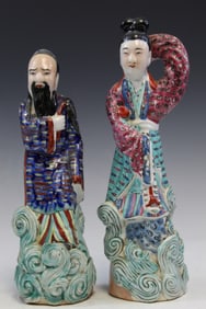 Two Chinese Famille Rose Porcelain Figures
