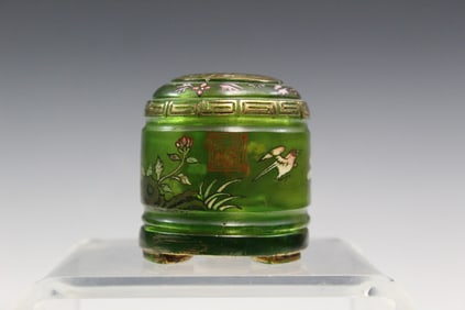 Chinese Peking Glass Thumb Ring in a Box