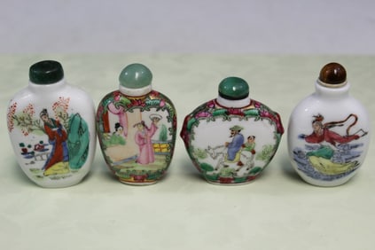 Four Chinese Porcelain Snuff Bottles