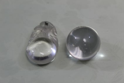 Chinese Carved Rock Crystal Pendant and Small Ball