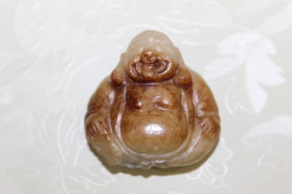 Chinese Carved Jade Laughing Buddha Pendant
