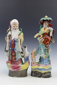 Two Chinese Famille Rose Porcelain Figures