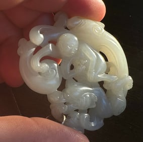 Antique Chinese Carved Jade Pendant