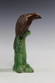 Chinese Sancai Glaze Porcelain Bird Figurine