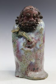 Chinese Shiwan Ware Pottery Figure of a Luohan