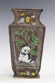 Chinese Enamel Silver Filigree Vase