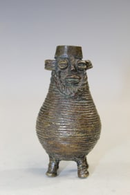Tribal Bronze Miniature Vase