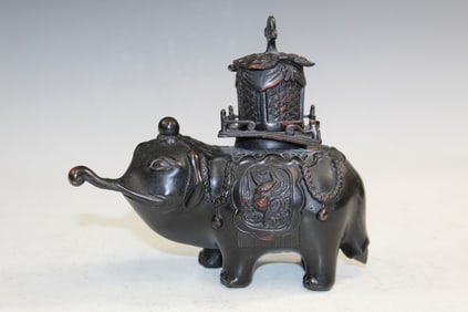 Japanese Metal Elephant Incense Burner