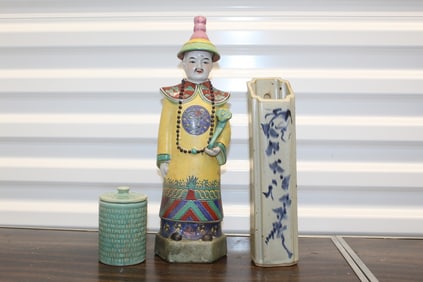 Three Asian Porcelain Decorative Items