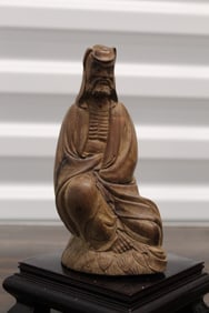 Chinese Carved Wood Luohan Statue