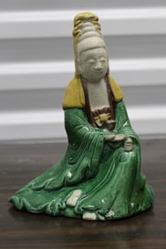 Chinese Sancai Pottery Figure of Guanyin