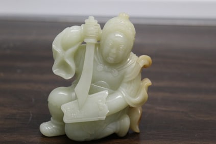 Chinese Carved Jade Figurine of a Warrior