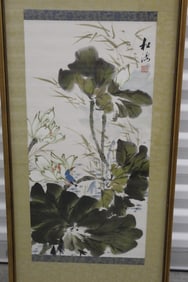 Chinse Watercolor Painting on Paper of Lotus Flowers