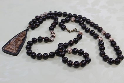 Beaded Necklace with Buddha Pendant