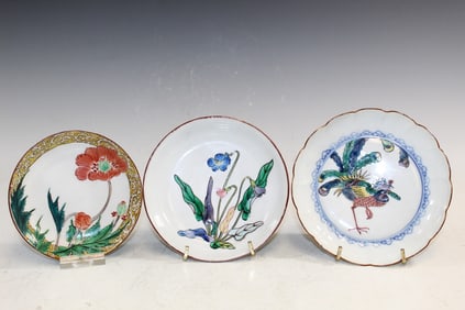 Three Japanese Kutani Porcelain Dishes