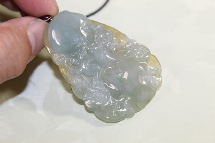 Chinese Carved Jadeite Pendant