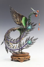 Chinese Filigree Silver Phoenix Statue