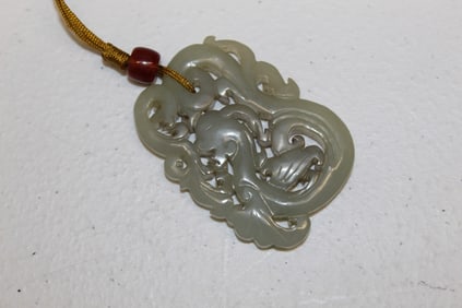 Chinese Carved Celadon Jade Pendant