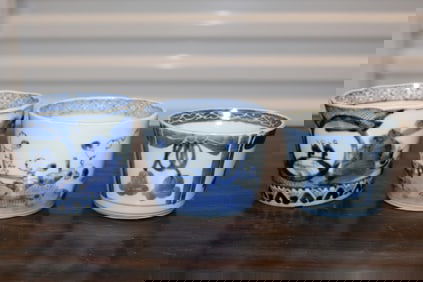 Three Japanese Blue and White Porcelain Cups.