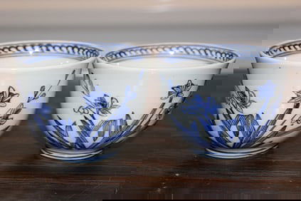 Pair of Japanese Blue and White Porcelain Cups
