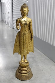 Large Thai Gilt Metal Buddha Statue