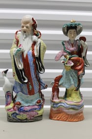 Two Chinese Famille Rose Porcelain Figures
