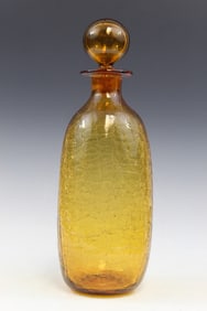 Yellow Brown Crackle Glass Vase