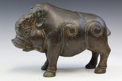 Antique Asian Bronze Statue of a Boar