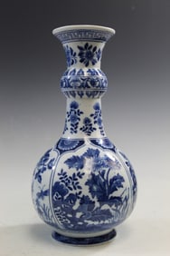 A Delft Style Blue and White Porcelain Vase