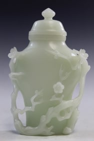 Chinese Carved Celadon Glass Vase