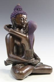 TIBETAN SAMANTABHADRA AND SAMANTABHADRI BRONZE STATUE