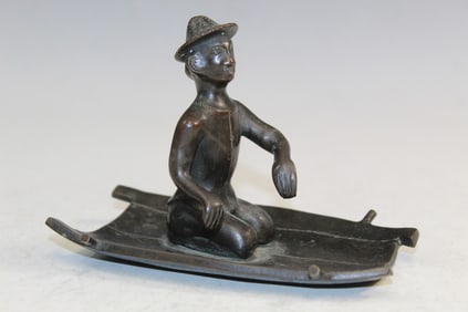 Chinese Bronze Statue of a Fisherman.