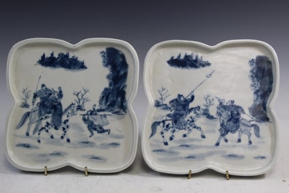 Pair of Chinese Blue and White Dishes