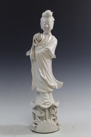 Chinese Blanc de Chine Guanyin Porcelain Statue