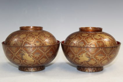 Pair of Japanese Lacquer Bowls