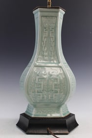 Chinese Celadon Porcelain Vase Lamps