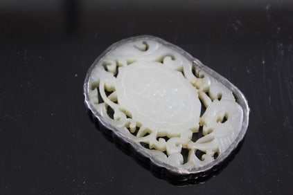 Chinese Jade and Silver Pendant