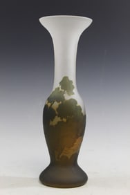 Cameo Art Glass Vase Signed V. Vasilescu