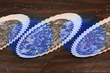 Pair Chinese Blue and White Porcelain Plates