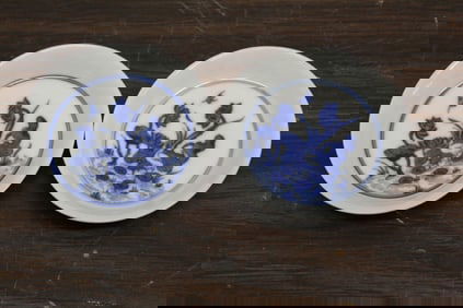 Pair Chinese Blue and White Porcelain Dishes