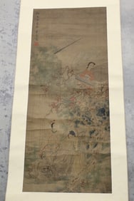 Chinese Watercolor and Ink Painting on Silk Scroll